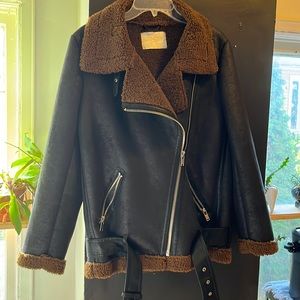 Zara faux Sherpa moto jacket